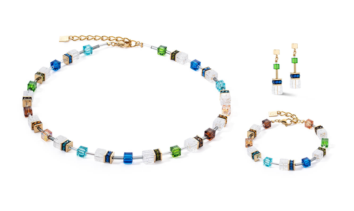 GeoCUBE Iconic Nature Necklace In Multicolour & Gold