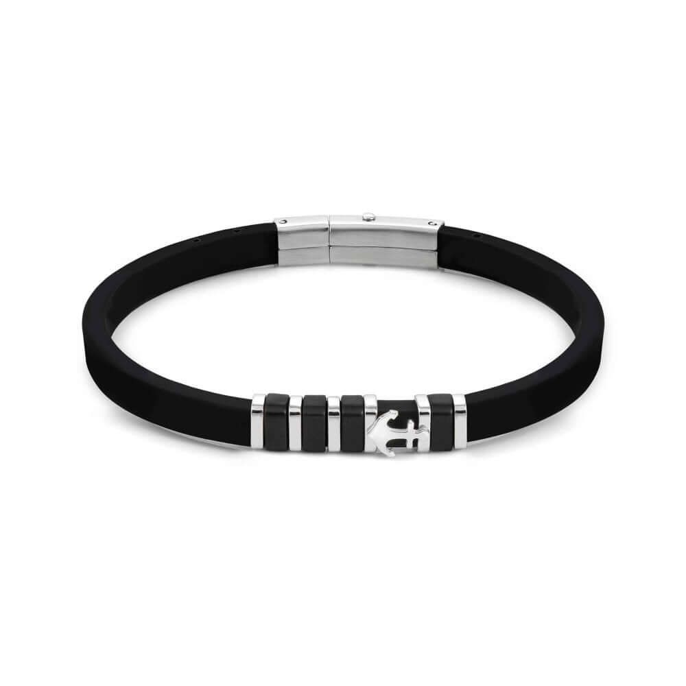 City Black PVD Stainless Steel & Rubber Anchor Bracelet