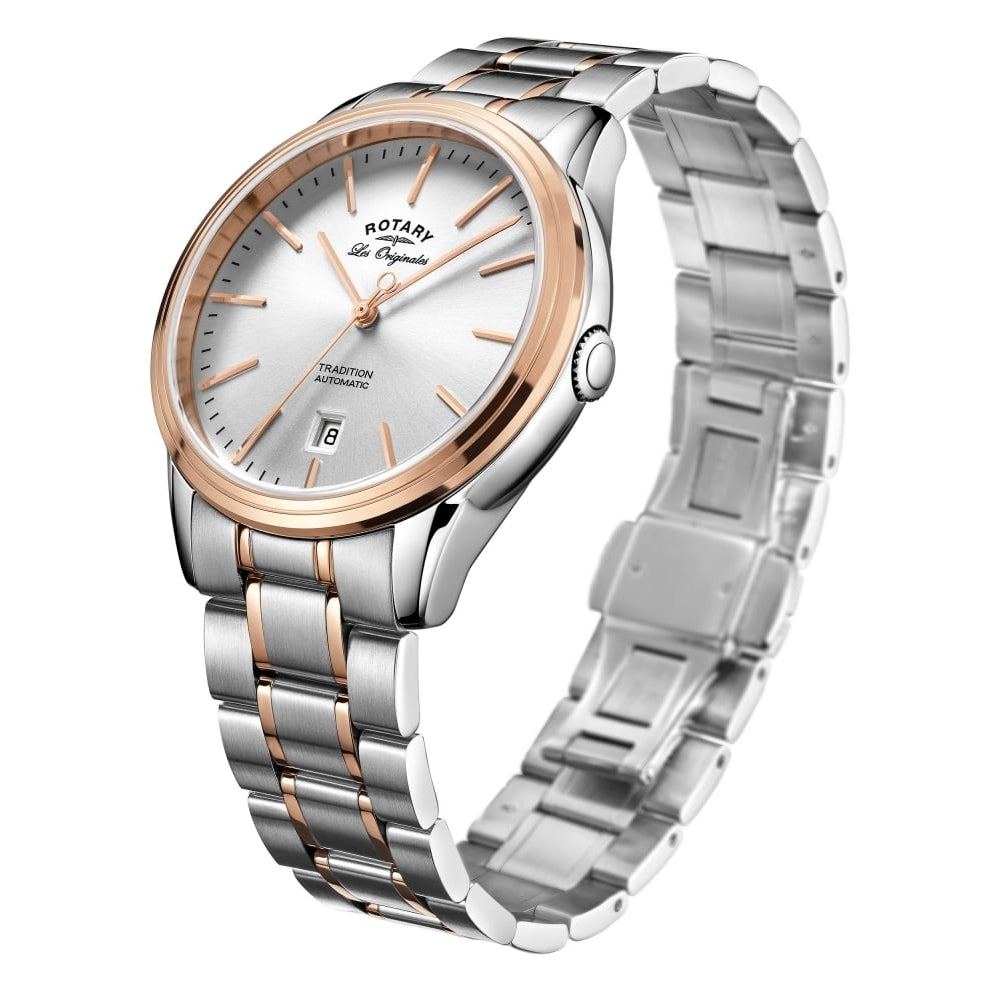 Les Originales Traditional Automatic Rose And Chrome Bracelet Watch