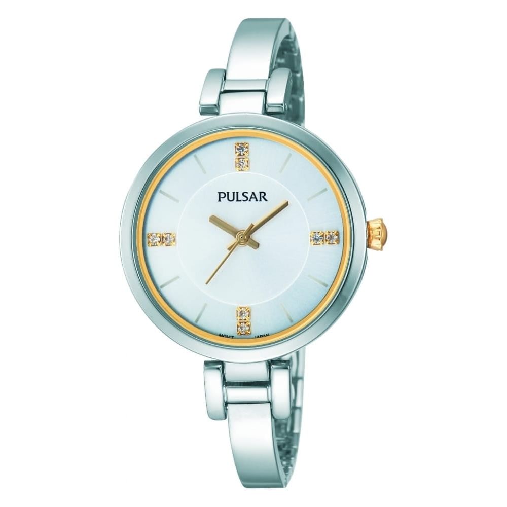 Womens Two Tone Bracelet Watch with White Face