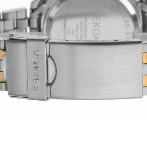 Two Tone Case & SS Bracelet with Silver White Dial