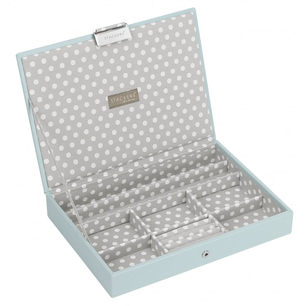 Duck Egg Blue & Grey Polka Classic Lidded Stacker