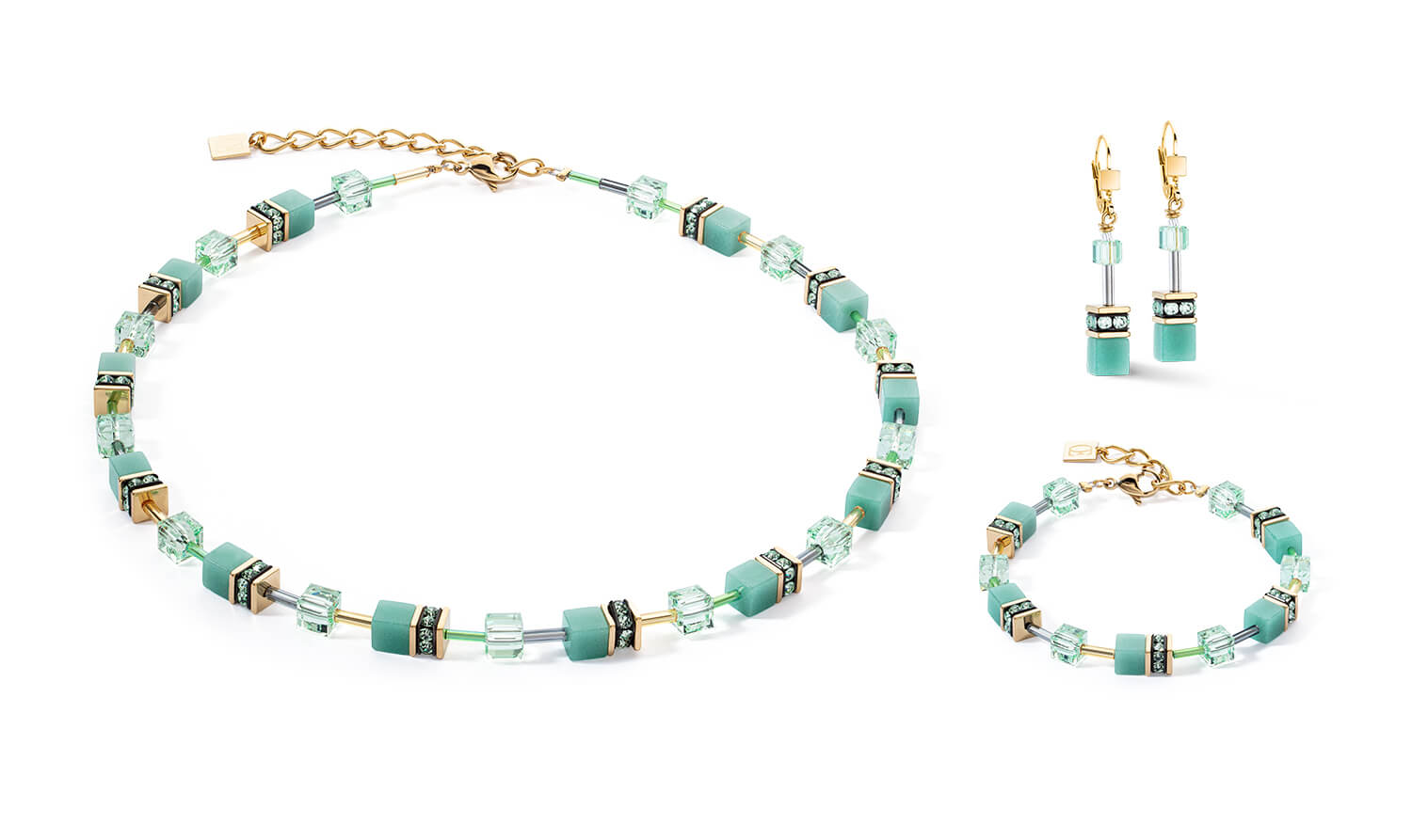 GeoCUBE Iconic Mono Gold Bracelet In Soft Green