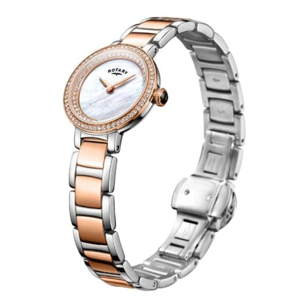 Rose Gold Two Told Bracelet CZ Watch