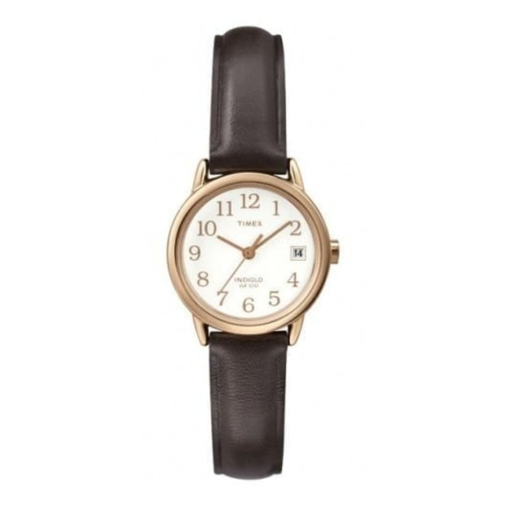 Ladies Rose Gold Tone Wristwatch With Leather Strap