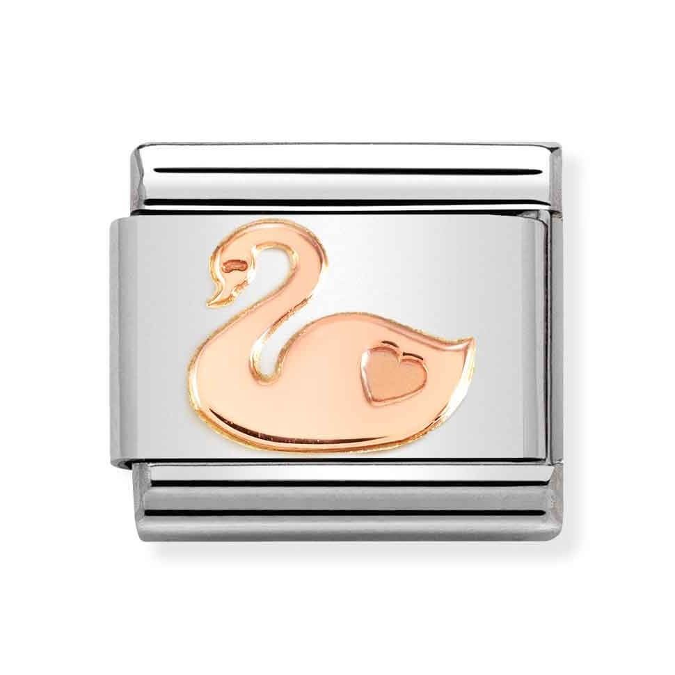 Classic Link In9K Rose Gold Swan With Heart Symbol