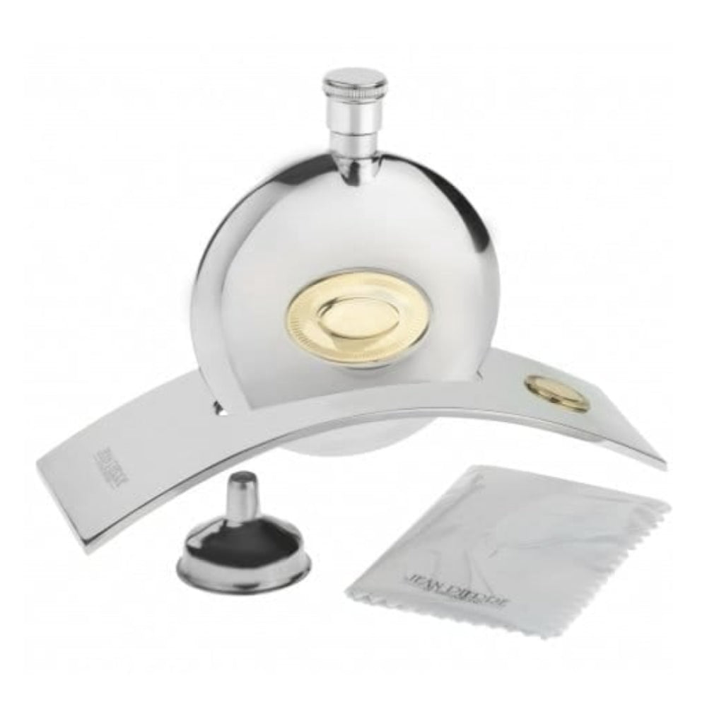 Polished Stainless Steel Hip Flask, Holder & Funnel
