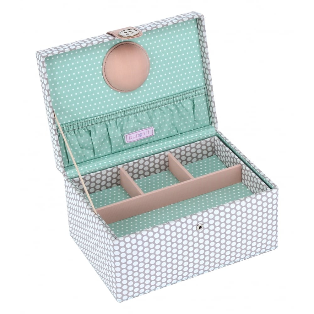 Medium Mink & White Sewing Box - Vintage