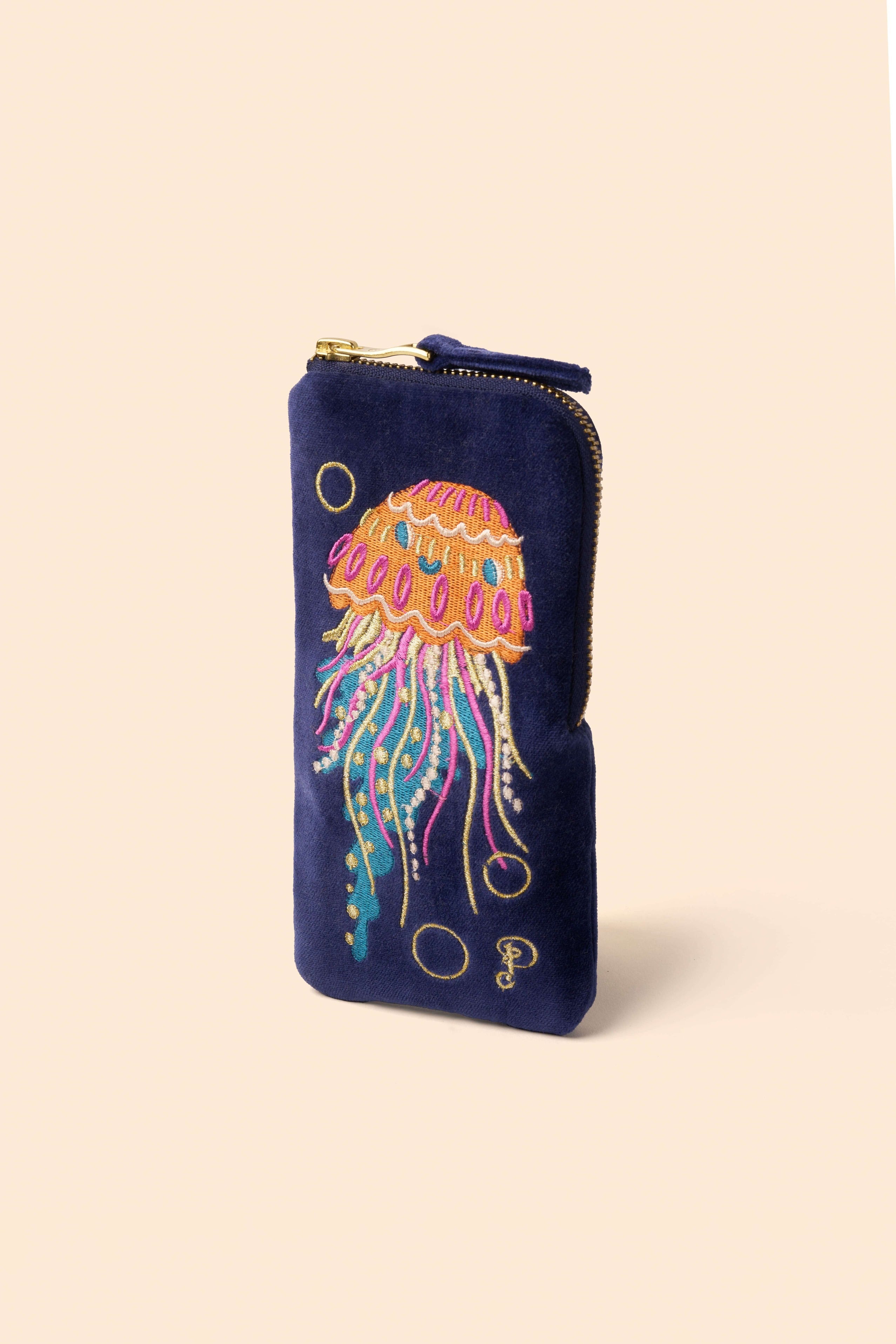 Jolly Jelly Velvet Sunglasses Pouch - Navy