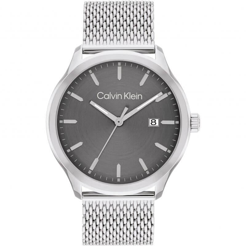 Stainless Steel Grey Dial With Mesh Strap Watch