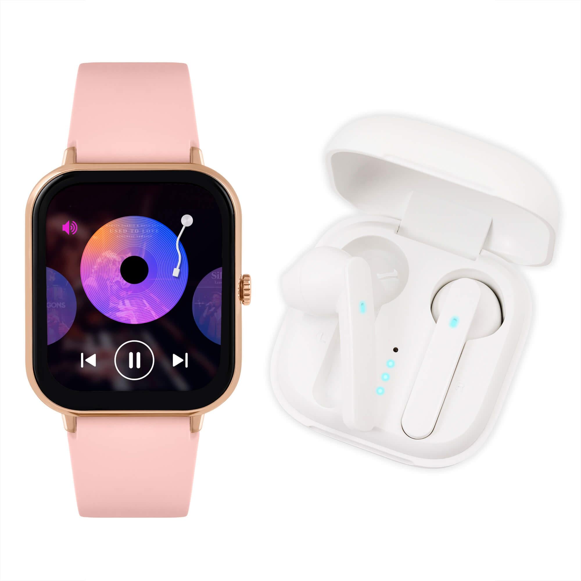 Series 23 Pink Strap Smart Watch & True Wireless Sound Earbud Set