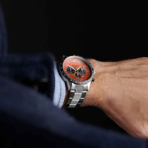 Velocity Chronograph Orange Dial & SS Bracelet Strap Men's Watch