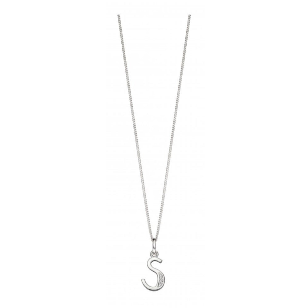 Art Deco Initial 'S' CZ Pendant