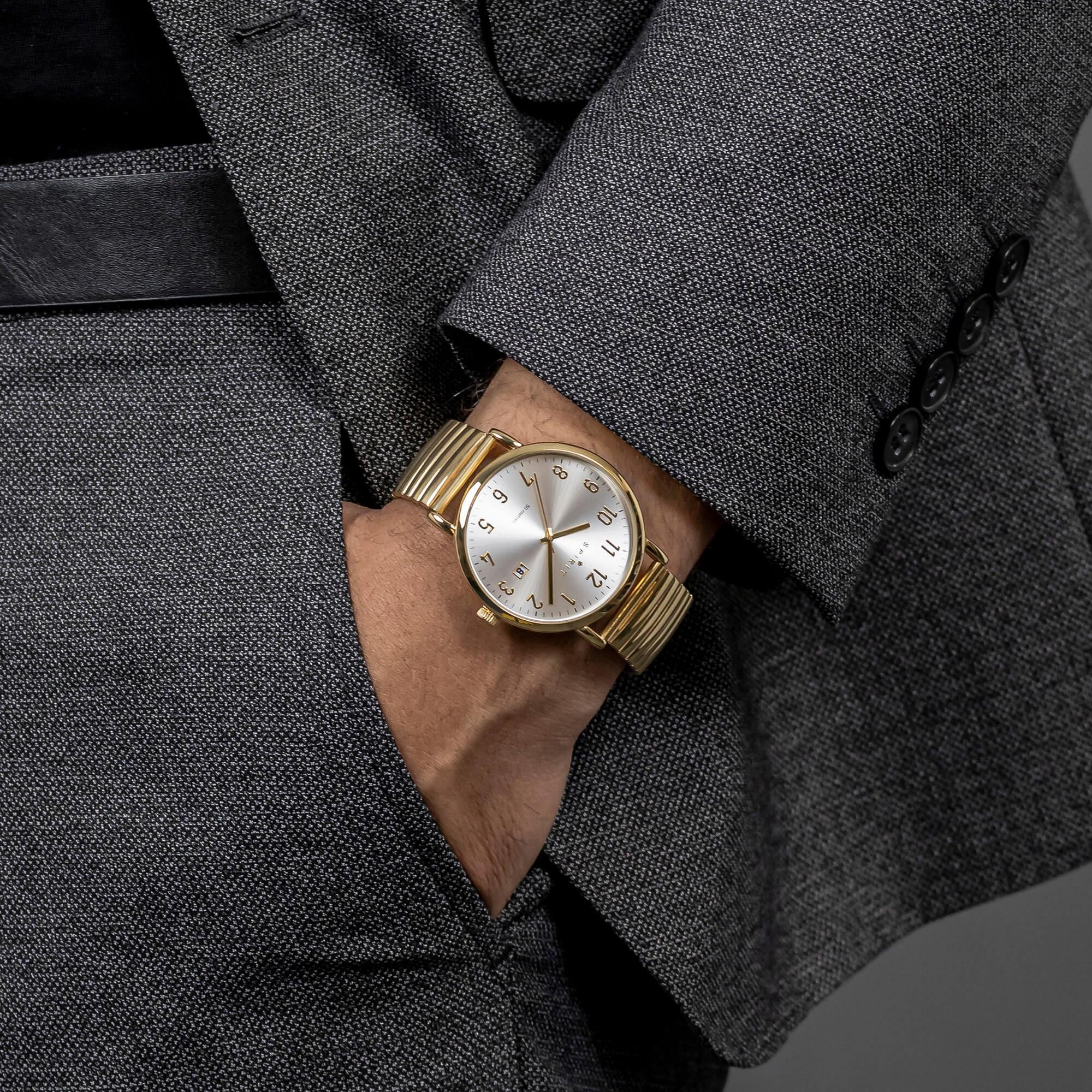 Gents Polished Pale Gold Expander Watch