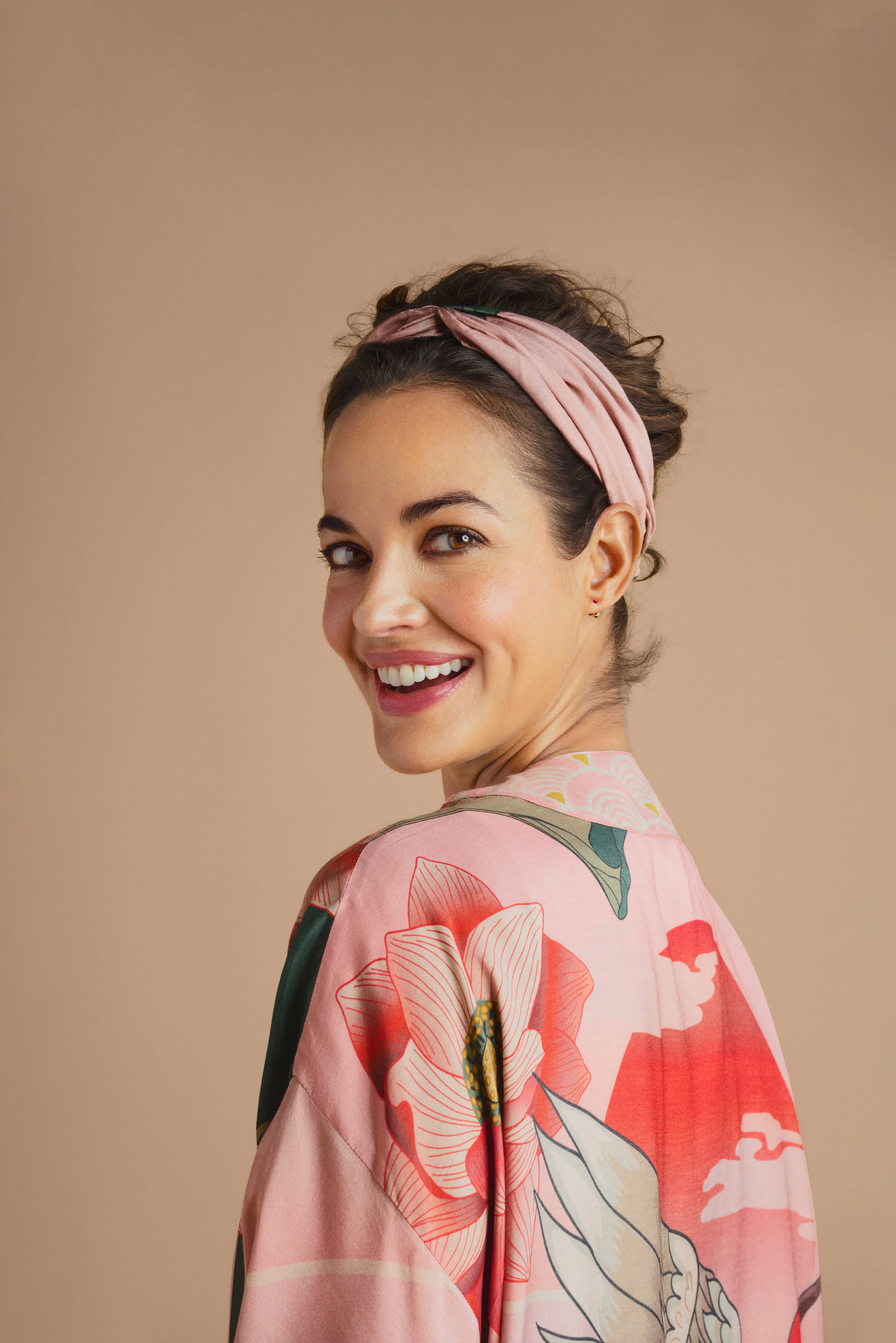 Crane at Sunrise Elasticated Headband - Petal