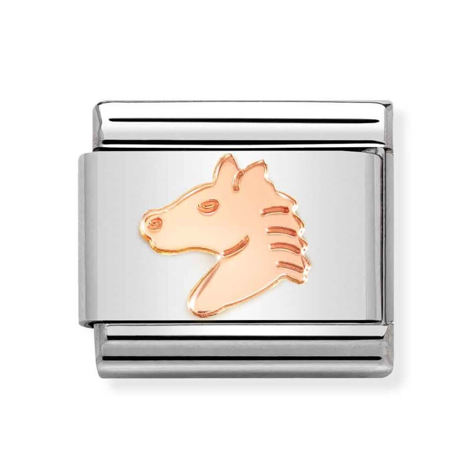 Classic Link In 9K Rose Gold Head of Horse Symbol