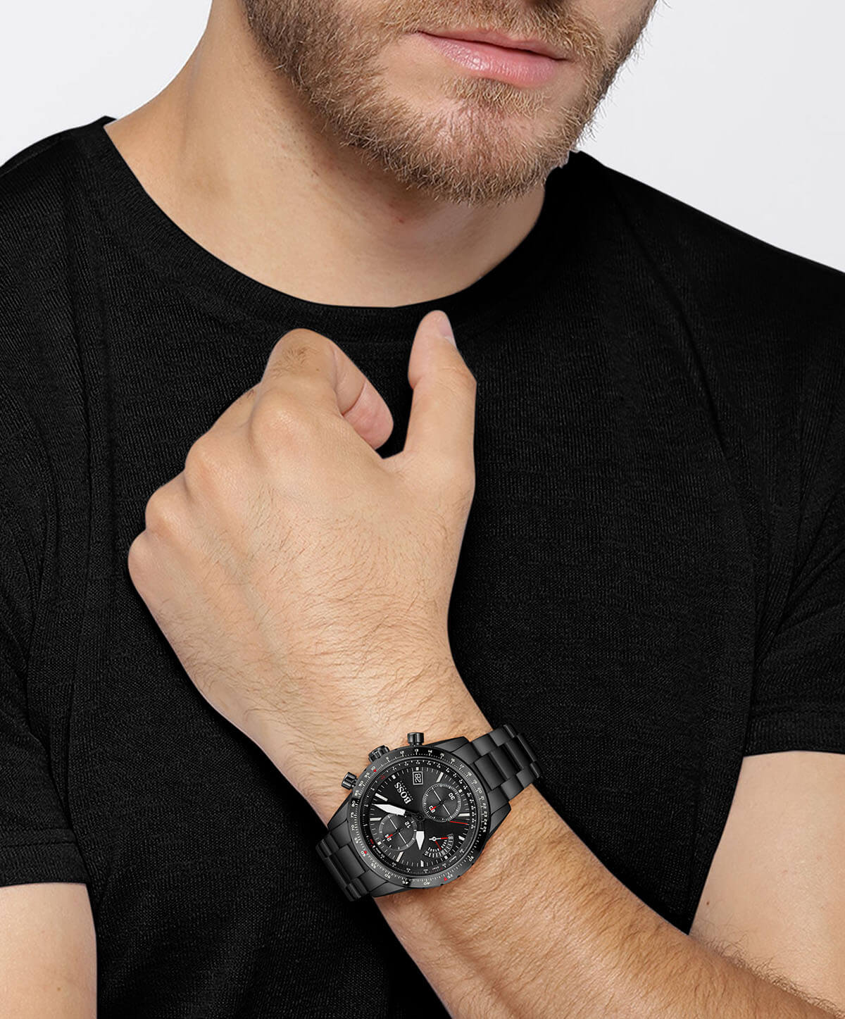 Pilot Edition Chrono Black Dial & Black IP Strap Gents Watch
