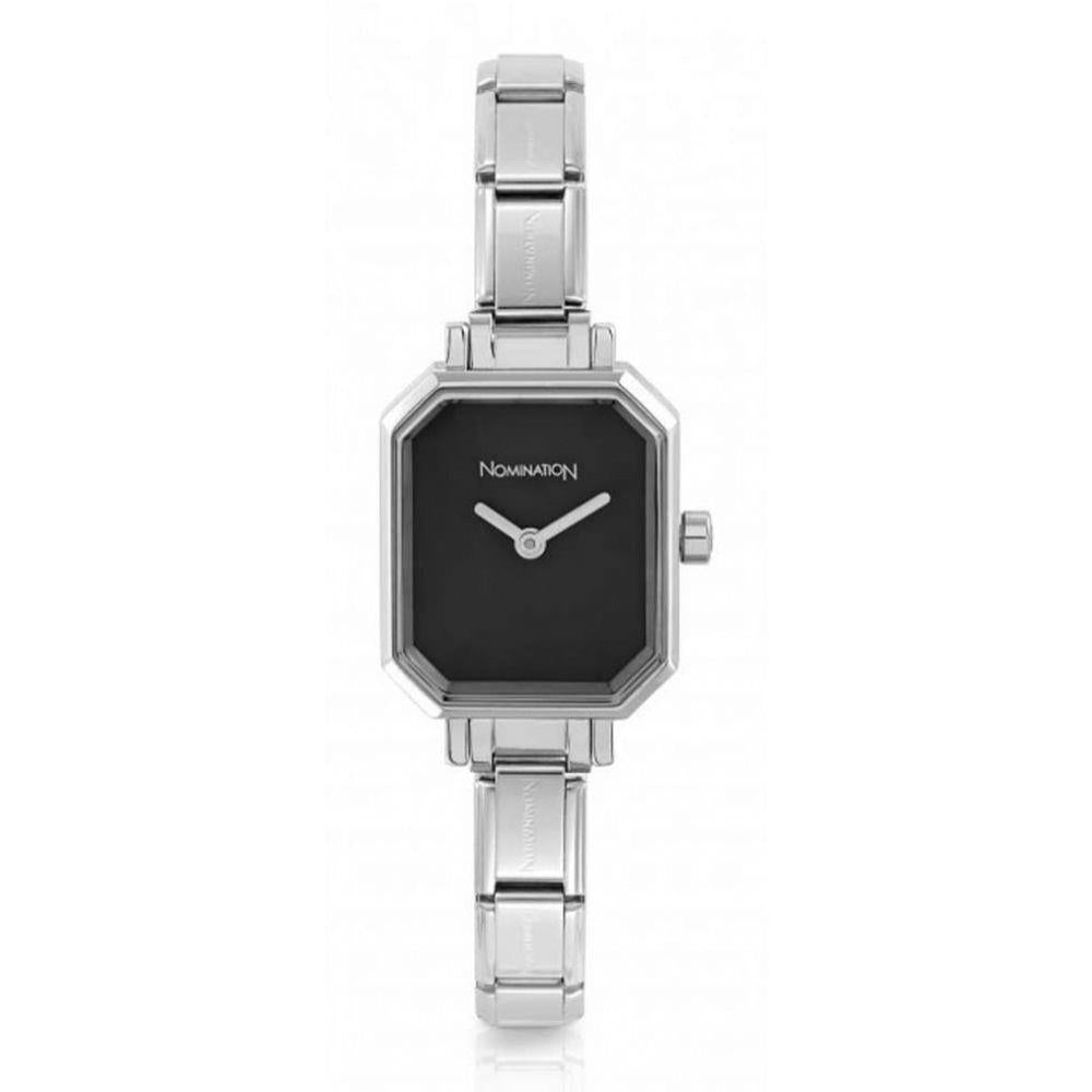 Rectangular Black Dial Stainless Steel Strap Classic Composable Watch