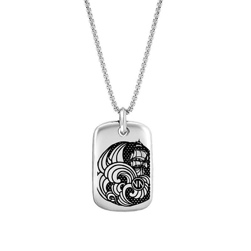 Instinct Marina Stainless Steel Ship At Sea Mens Necklace