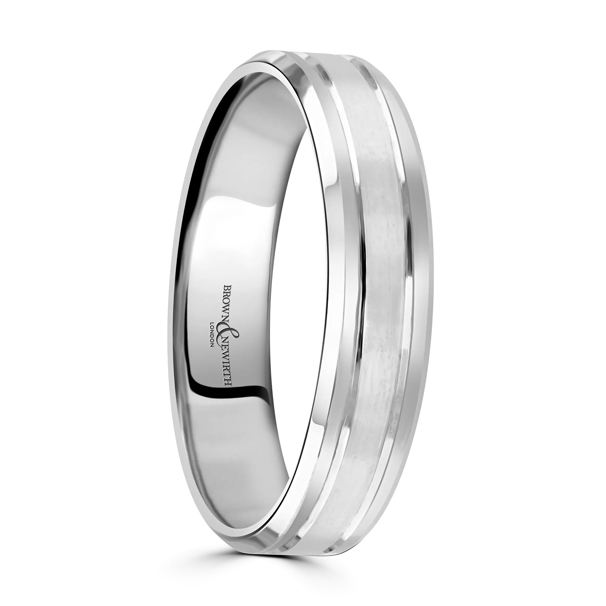Contemporary Design Gents Platinum Wedding Band With Matte Centre