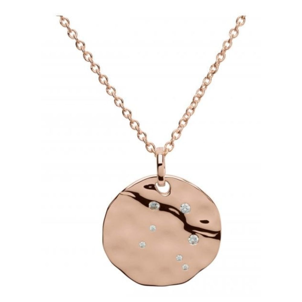 Silver 925 Pendant With Rose Gold Plating-Cz Incl.Chain. Libra