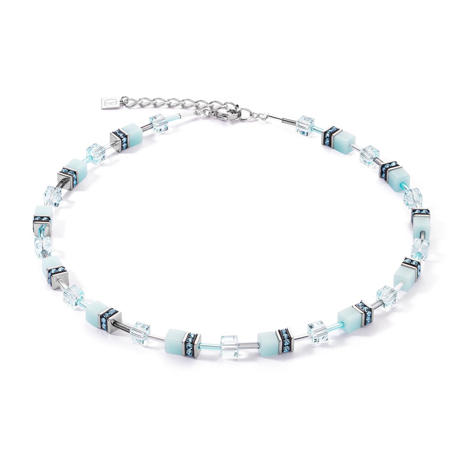 GeoCUBE Iconic Mono Silver Light Aqua Necklace
