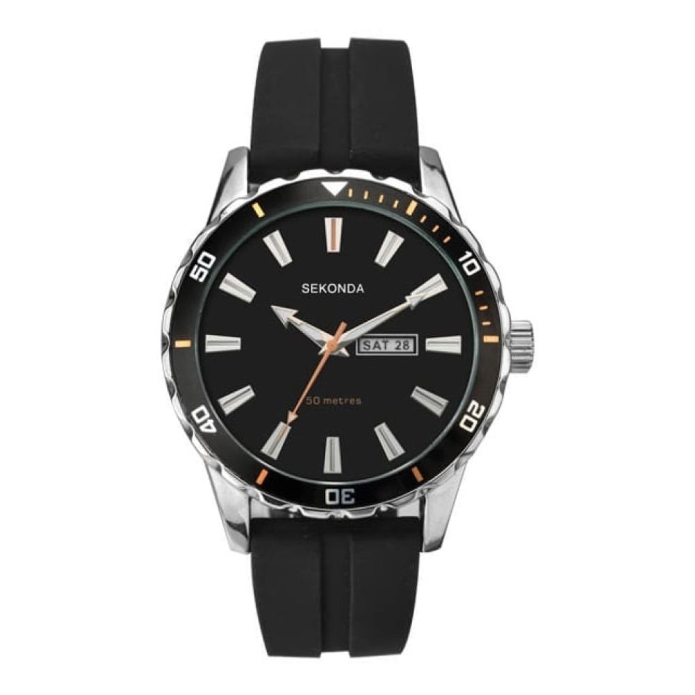 Gent's Watch With Black Rubber Strap