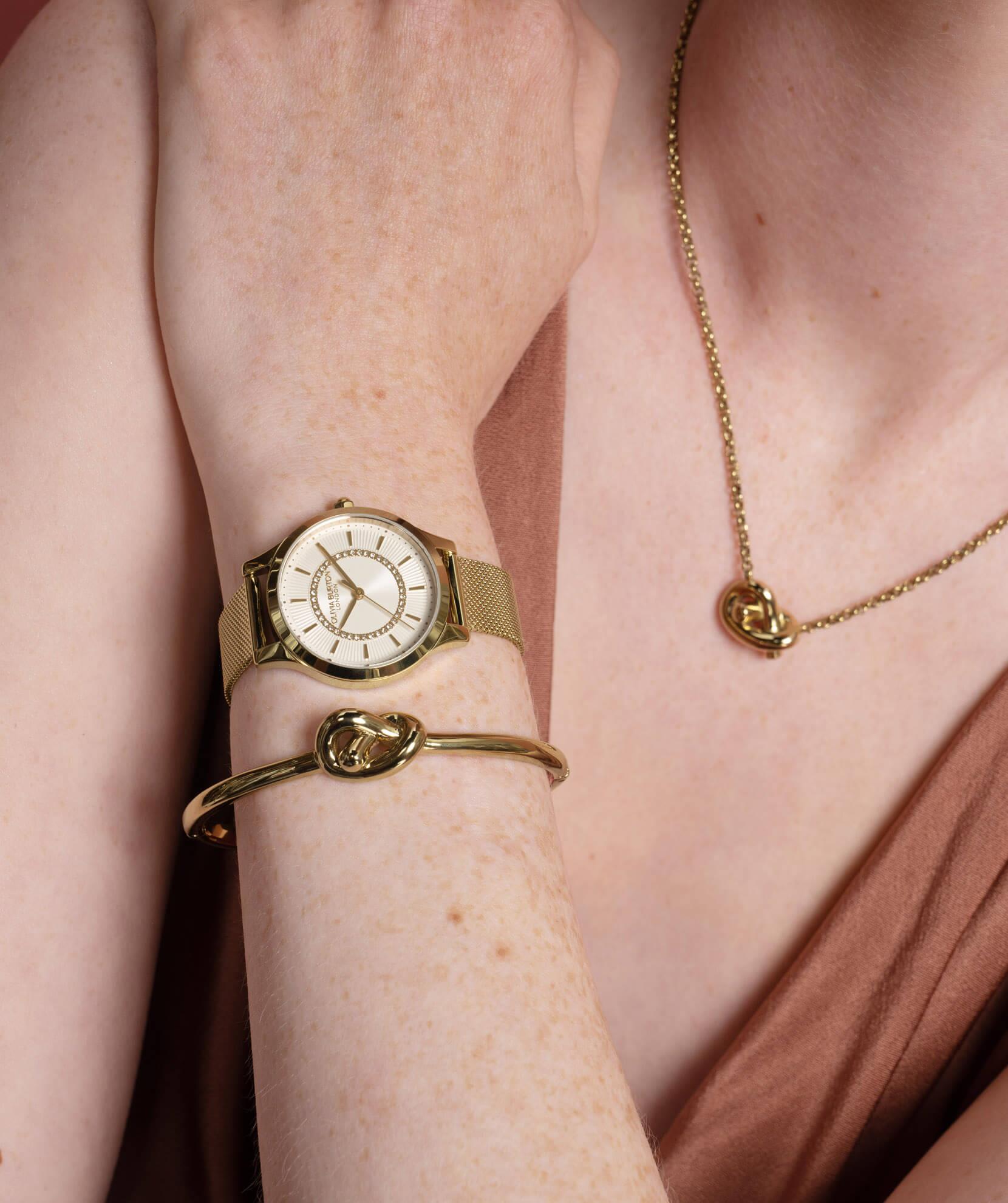 Wonderlust Ivory & Gold Plated Mesh Bracelet Strap Ladies Watch
