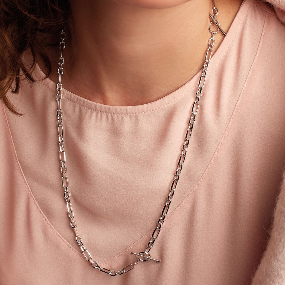 Revival Figaro Chain Link T-Bar Necklace (H)