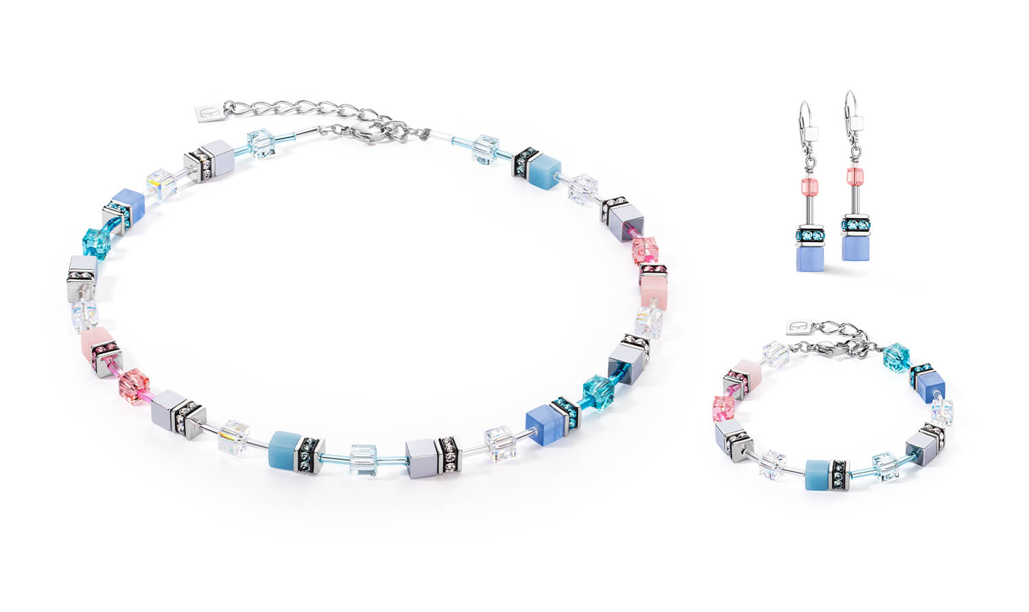 GeoCUBE Iconic Necklace In Blue-Rose