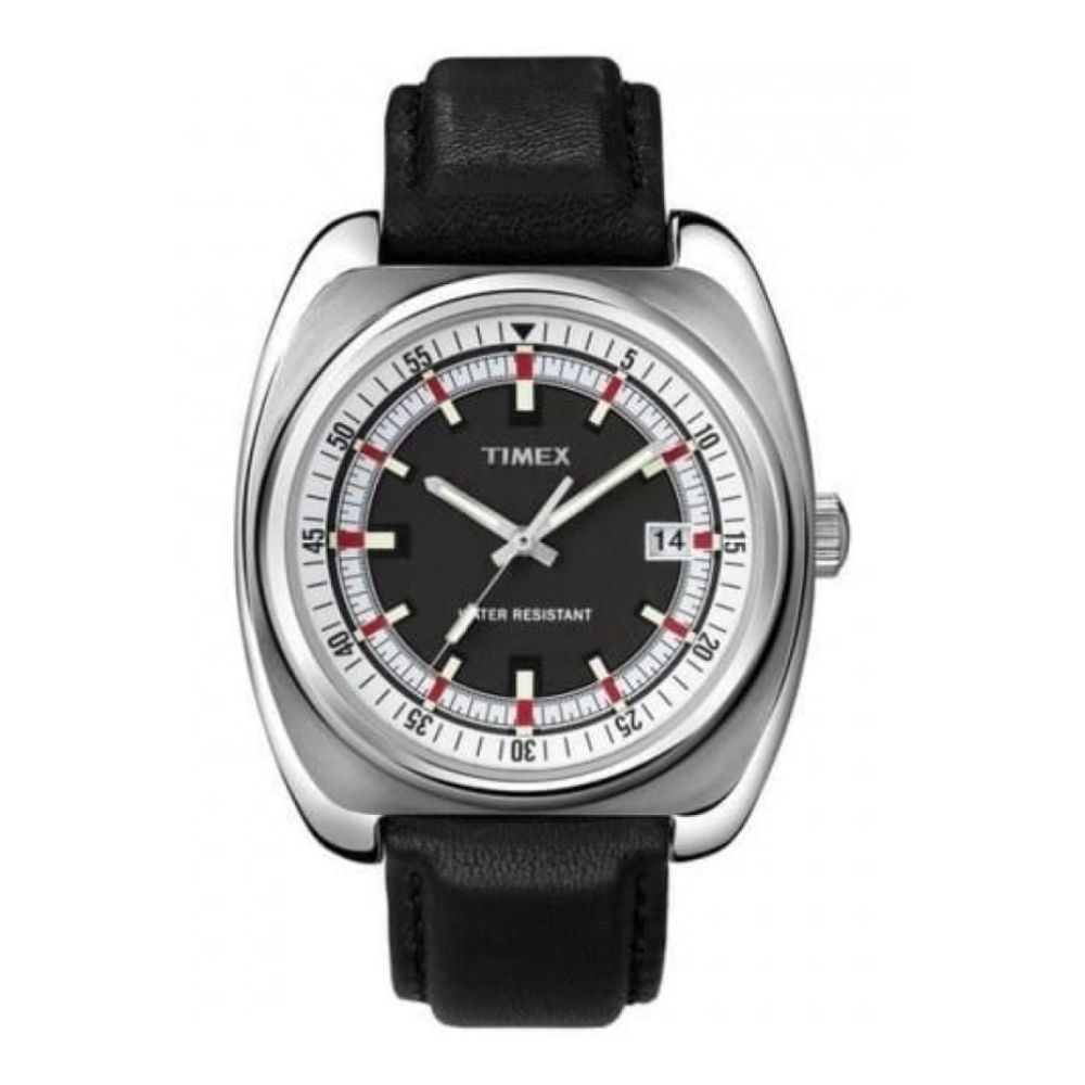 Gents Retro Black Leather Strap Watch