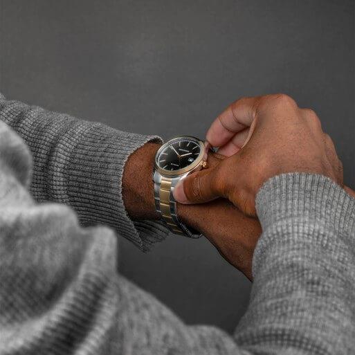 Taylor Black Dial With Two Tone Case & Stainless Steel Bracelet Men's Watch