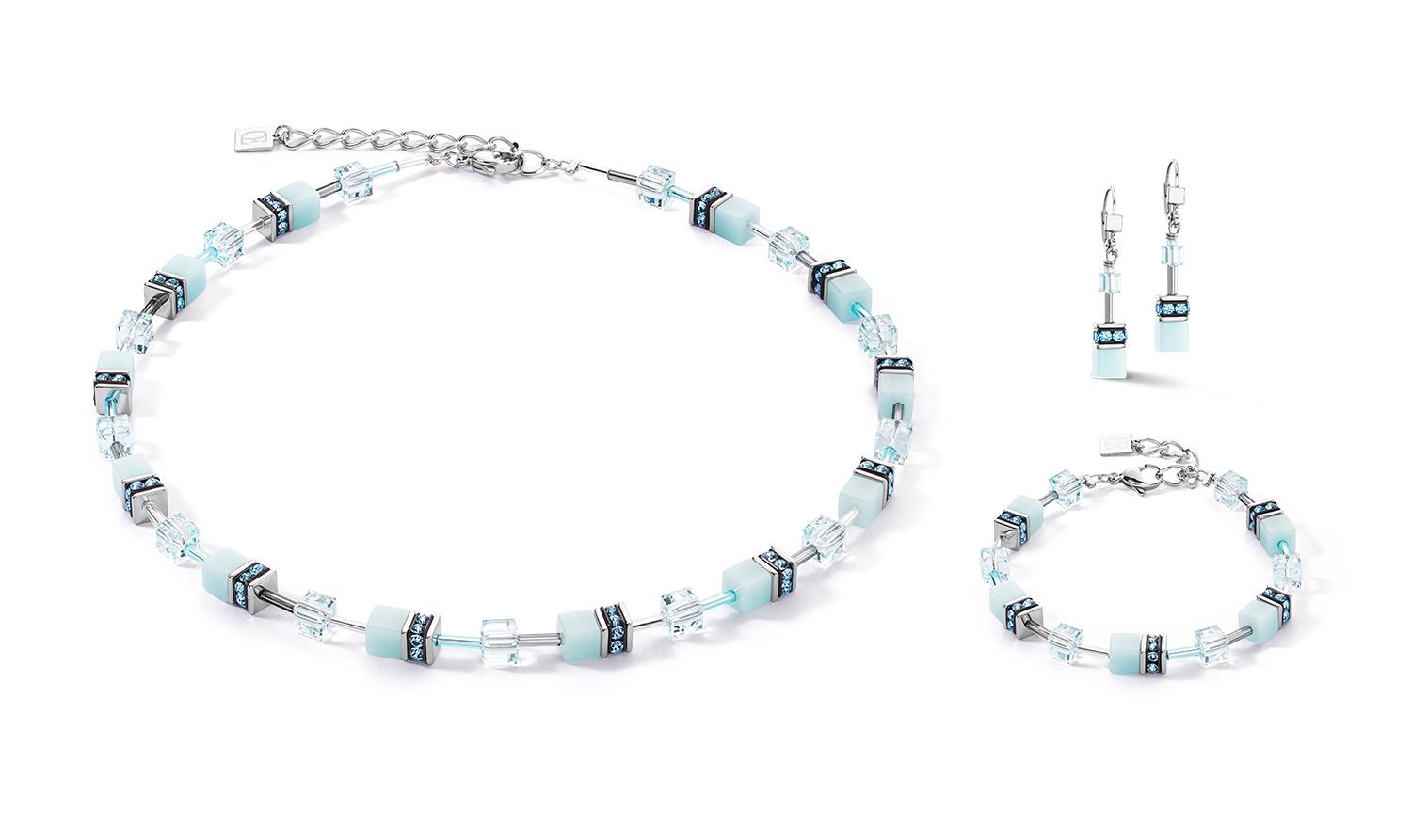 GeoCUBE Iconic Mono Silver Light Aqua Necklace