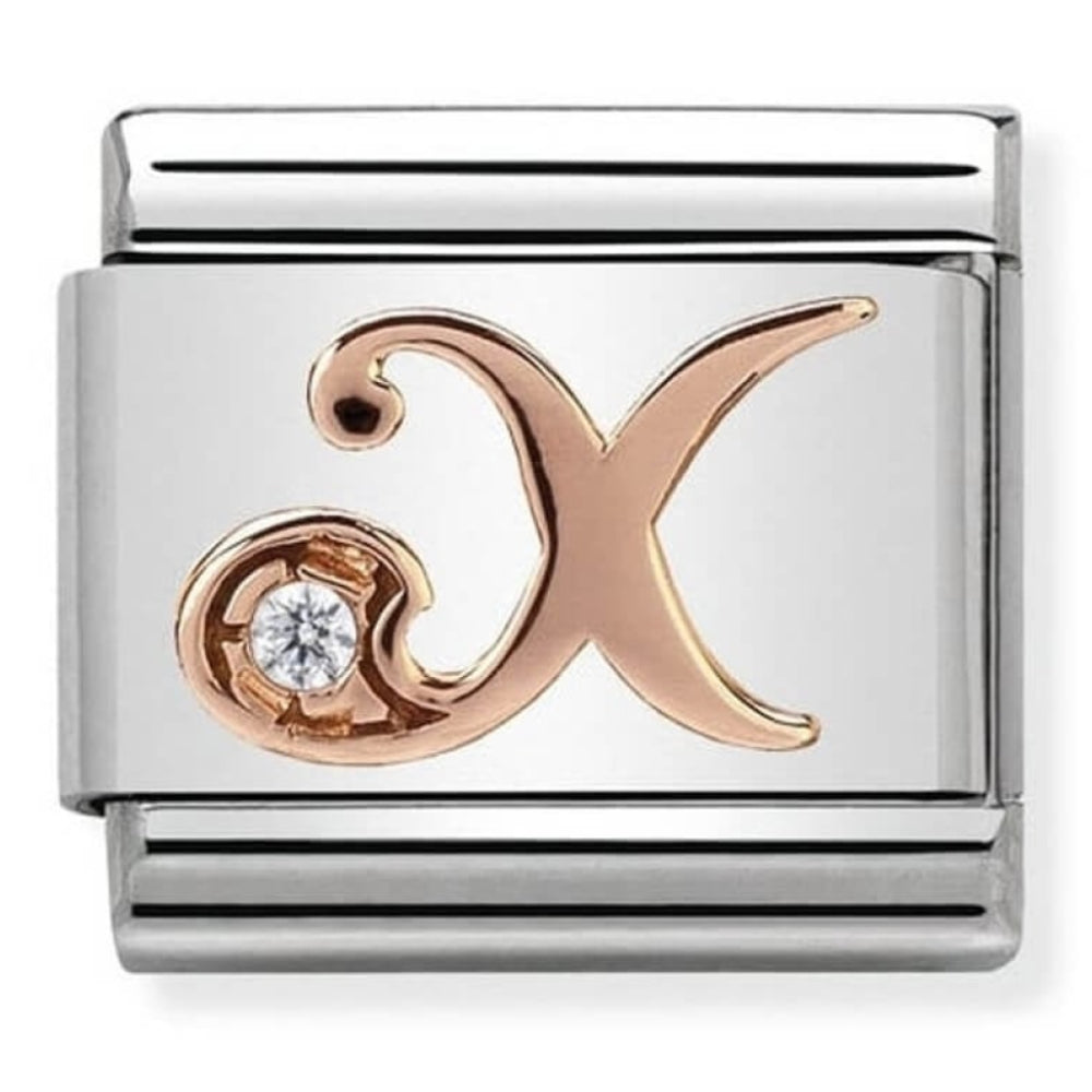 Classic Rose Gold Cubic Zirconia Letter X