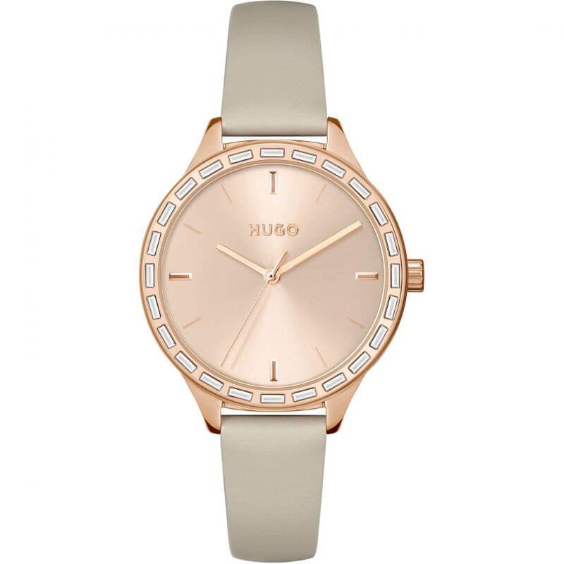 FLASH Rose Gold Dial & Beige Leather Strap Ladies Watch