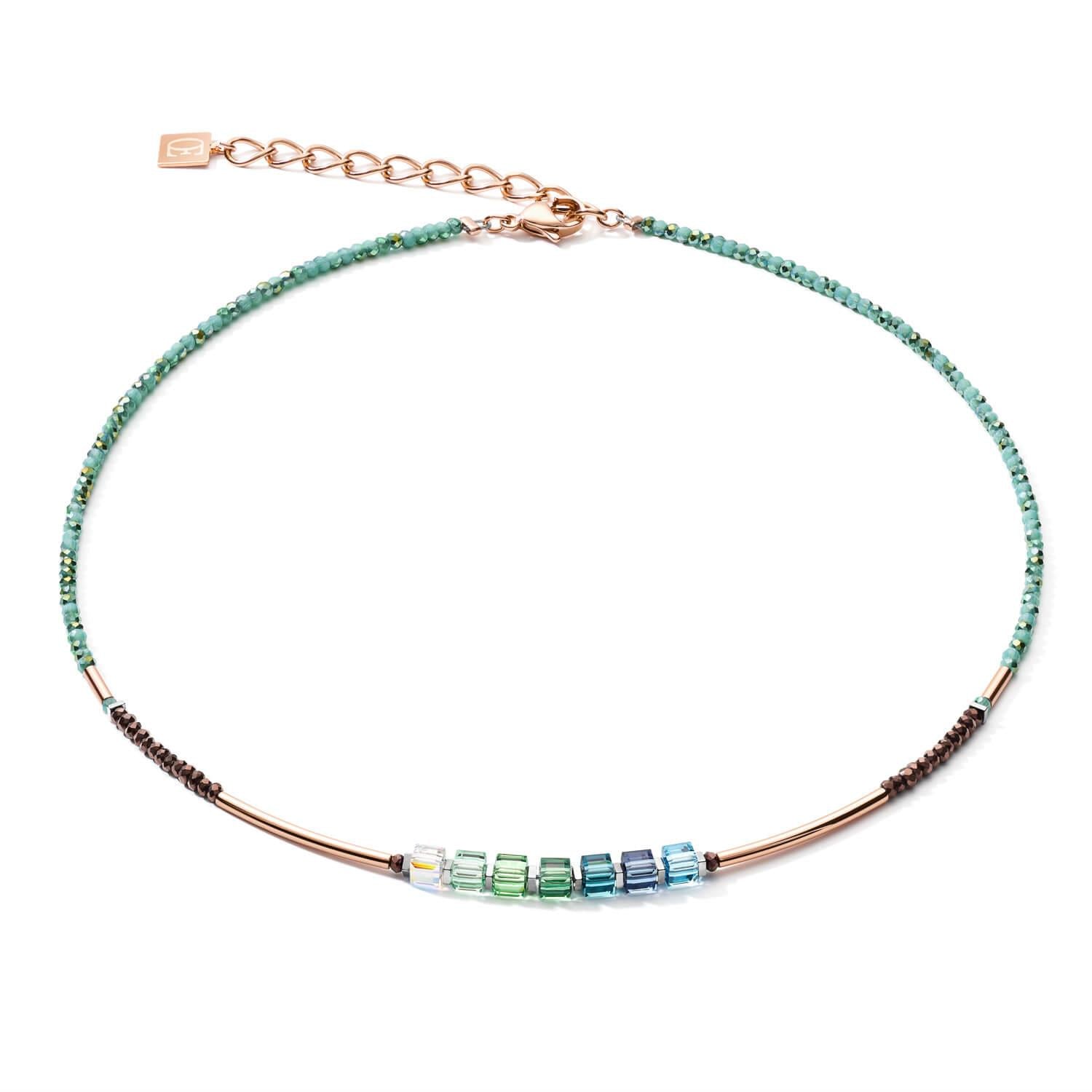 GeoCUBE Shades Of Green-Petrol Necklace