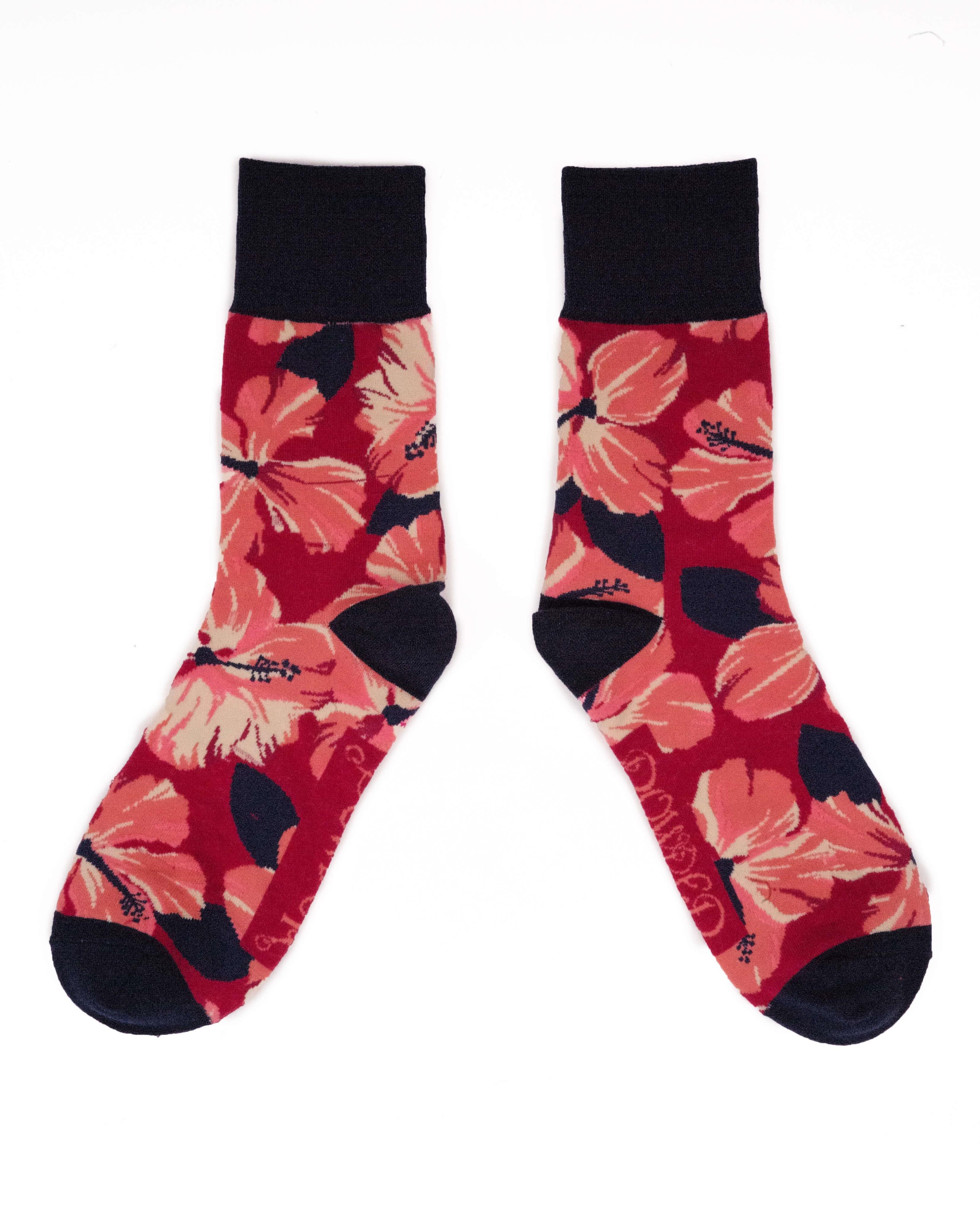 Mens Hibiscus Socks - Fuchsia