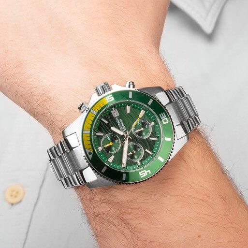 Pacific Wave Chronograph Green Dial With SS Case & Bracelet Strap Men's Watch