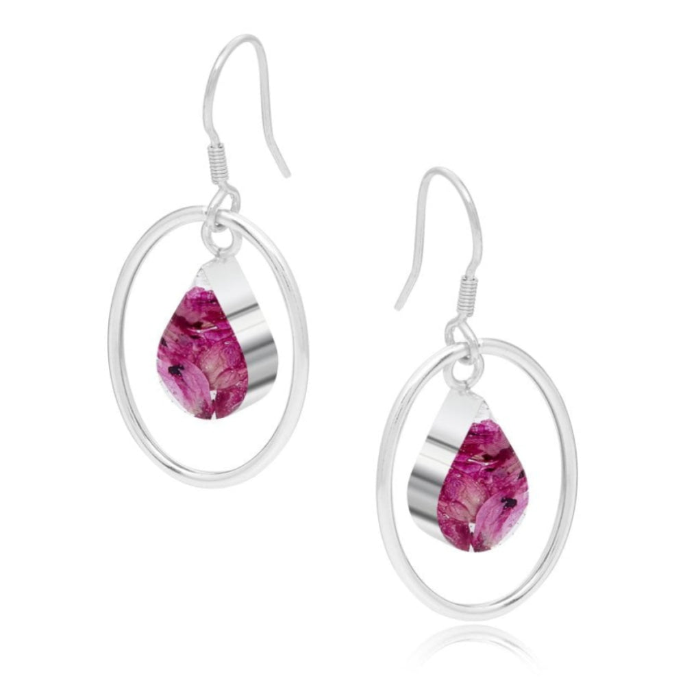 Silver Earrings - Heather - Silver Oval Surround