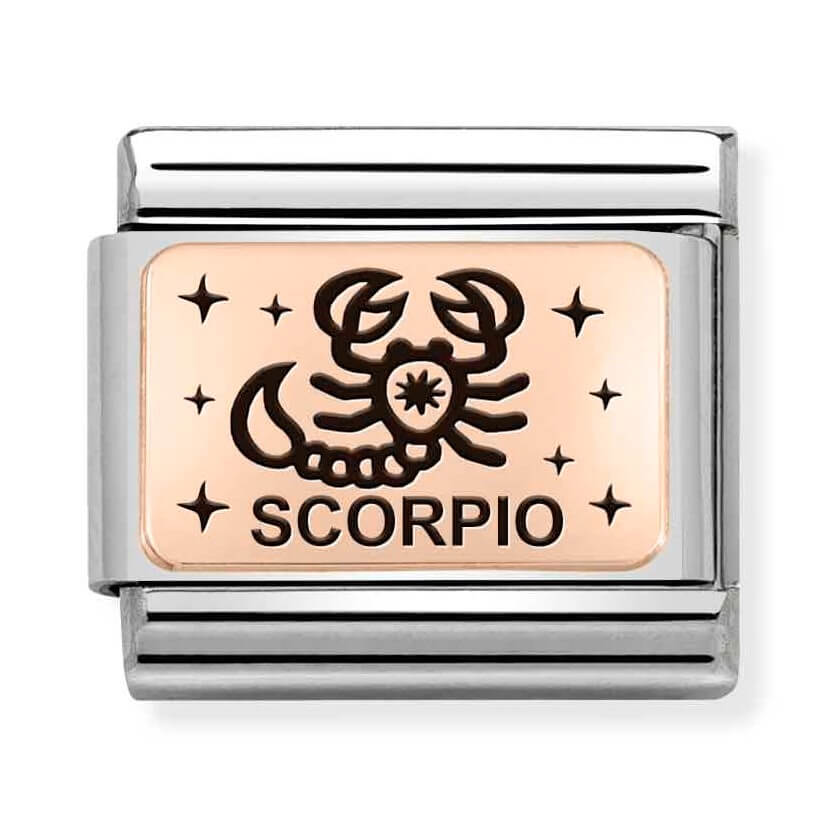 Composable Classic Stainless Steel Link With 9K Rose Gold Scorpio Zodiac Symbol