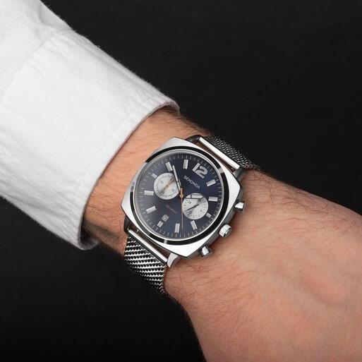 Airborne Chronograph Blue Dial With Alloy Case & SS Mesh Bracelet Men's Watch