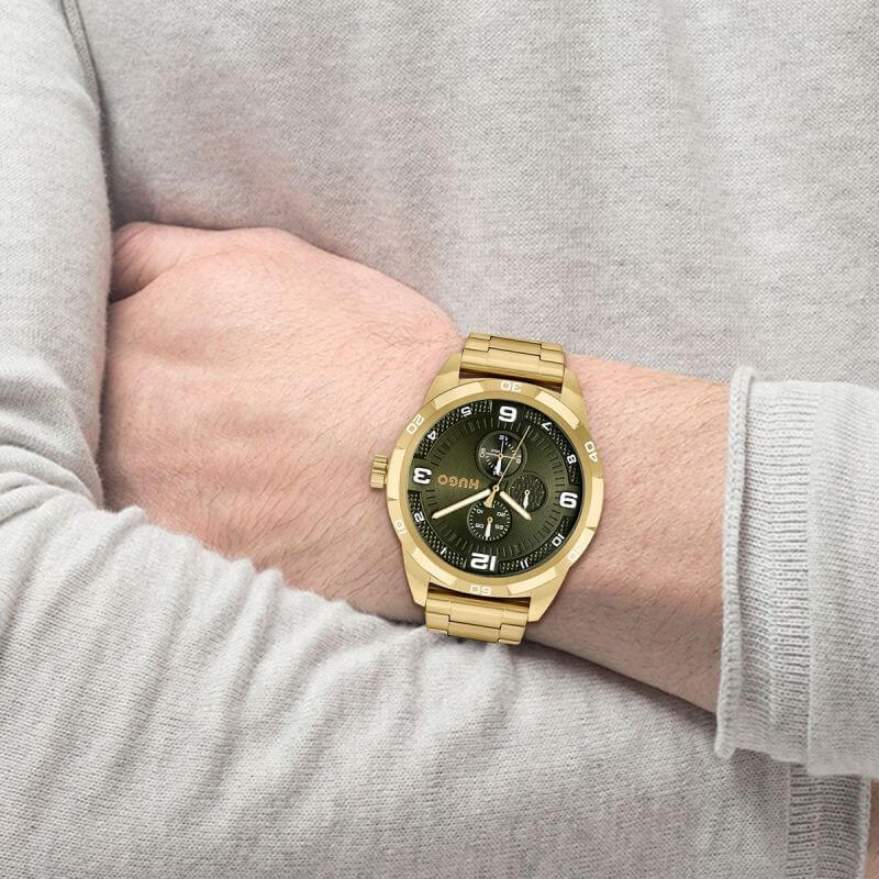 #GRIP Green Dial Gold Plated Bracelet Strap Watch