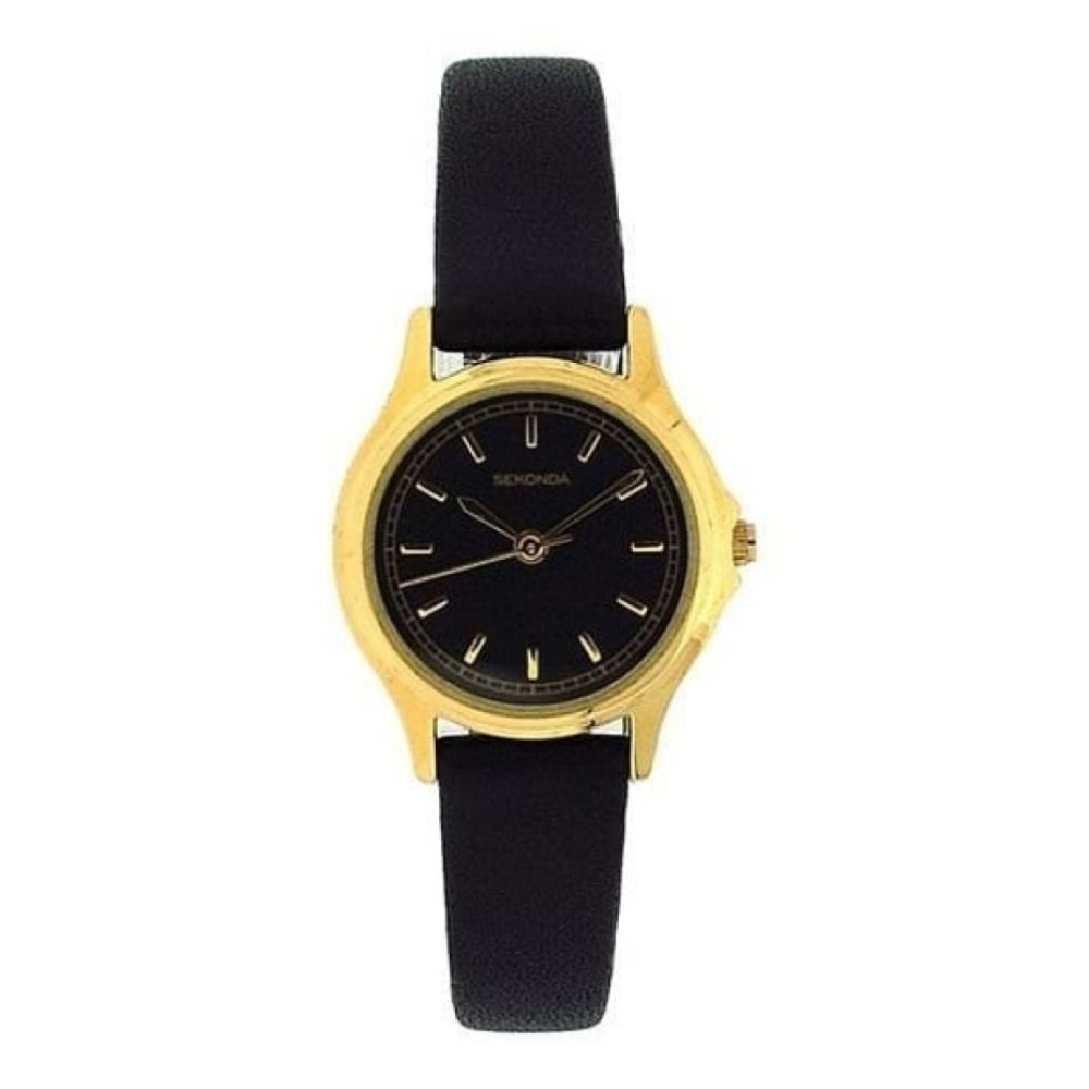 Ladies Wristwatch With Black Leather Strap