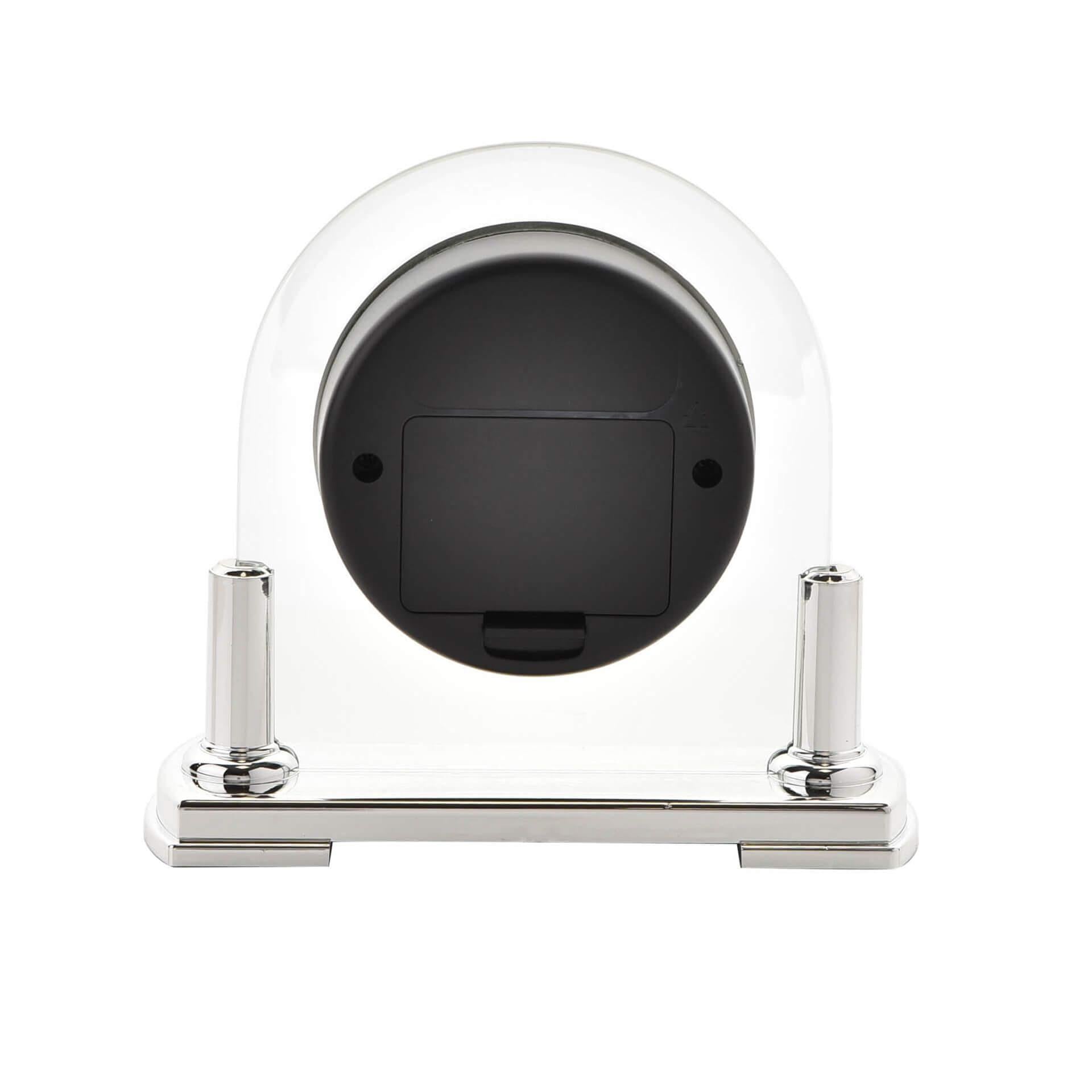 Glass Mantel Clock Silver Bezel & Stand