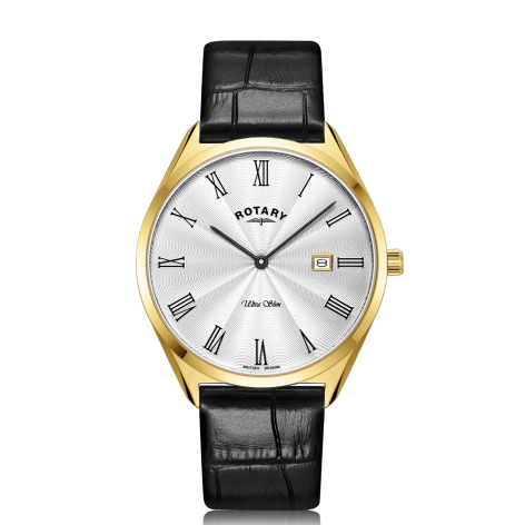 Gents Leather Strap Gold Plate