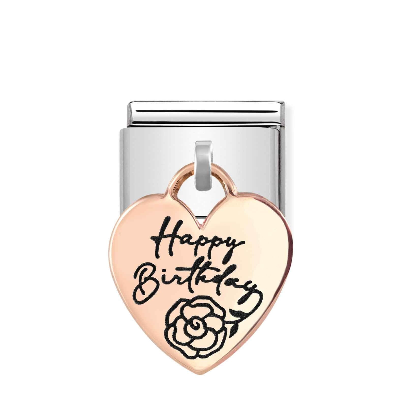 Classic Link In 9K RG Heart Pendant HAPPY BIRTHDAY