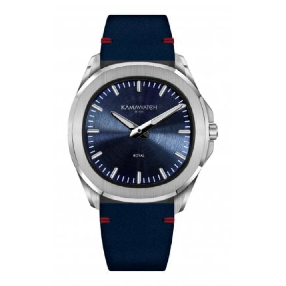 Royal Blue Dial & Black To Blue Camouflage Leather Strap Wristwatch