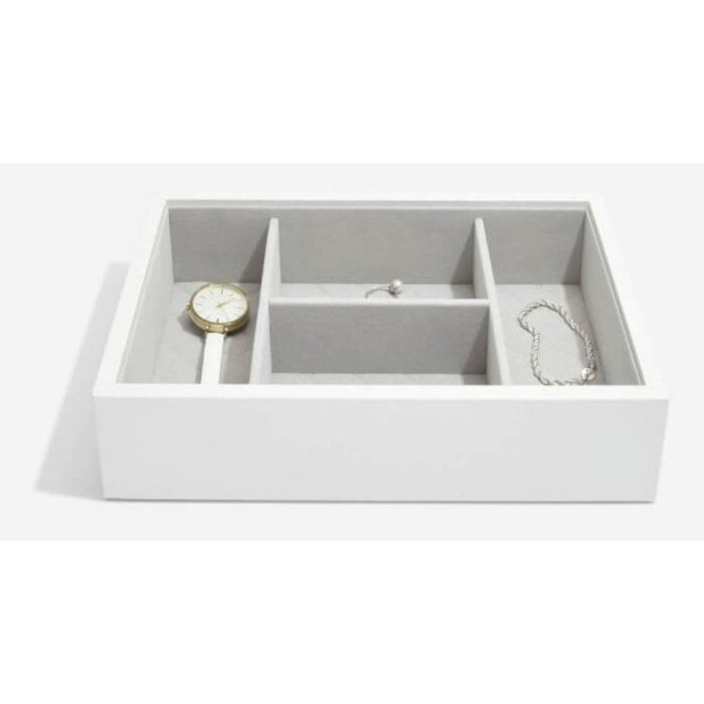 Classic White Leather Set Of 2 Jewellery Box