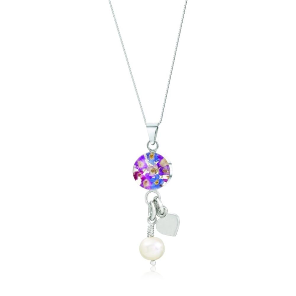 Silver Pendant - Purple Haze - Pearl & Charm