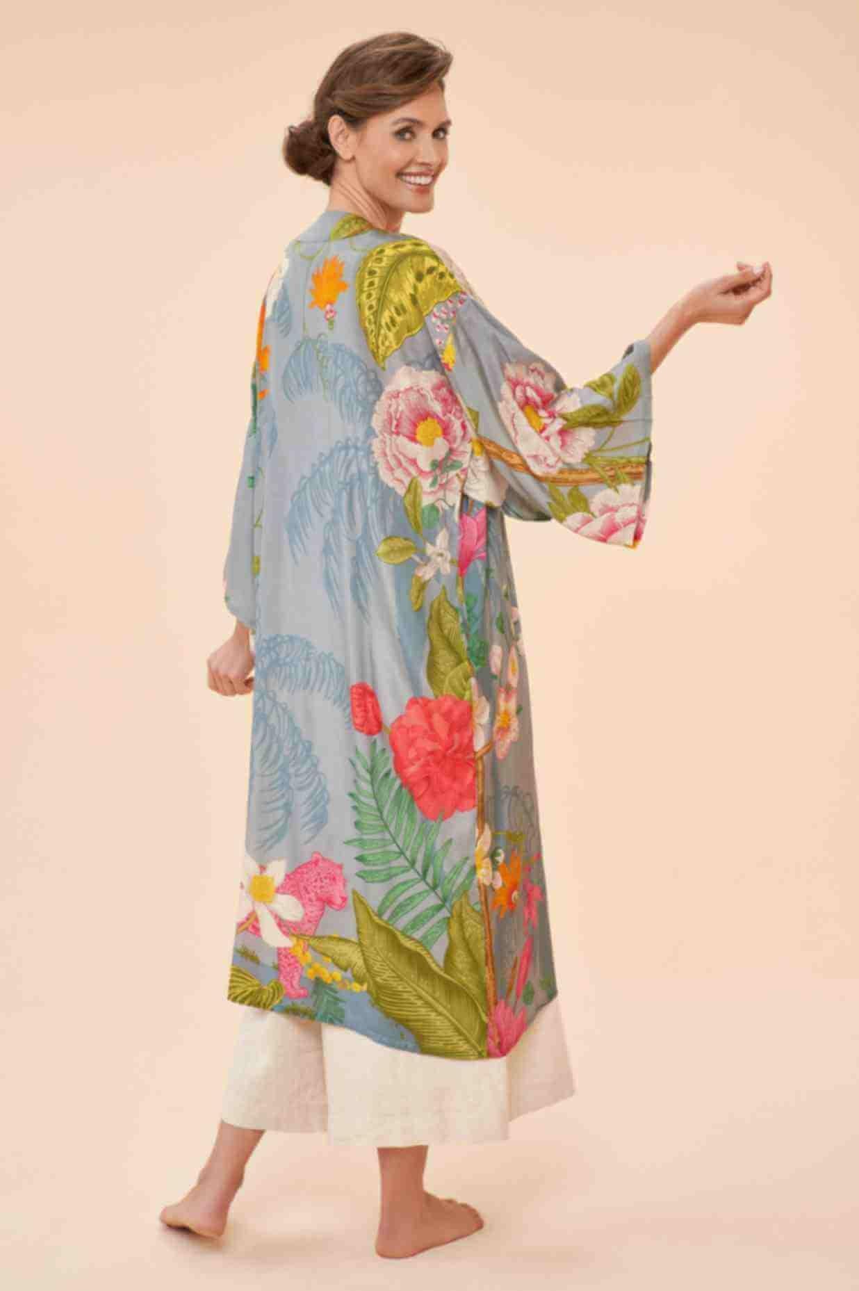 Tropical Flora and Fauna Kimono Gown - Lavender